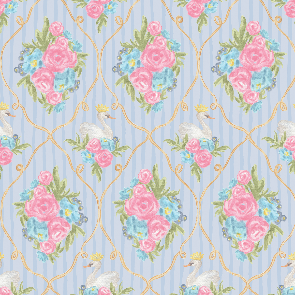 Sophie Floral Swan - Blue