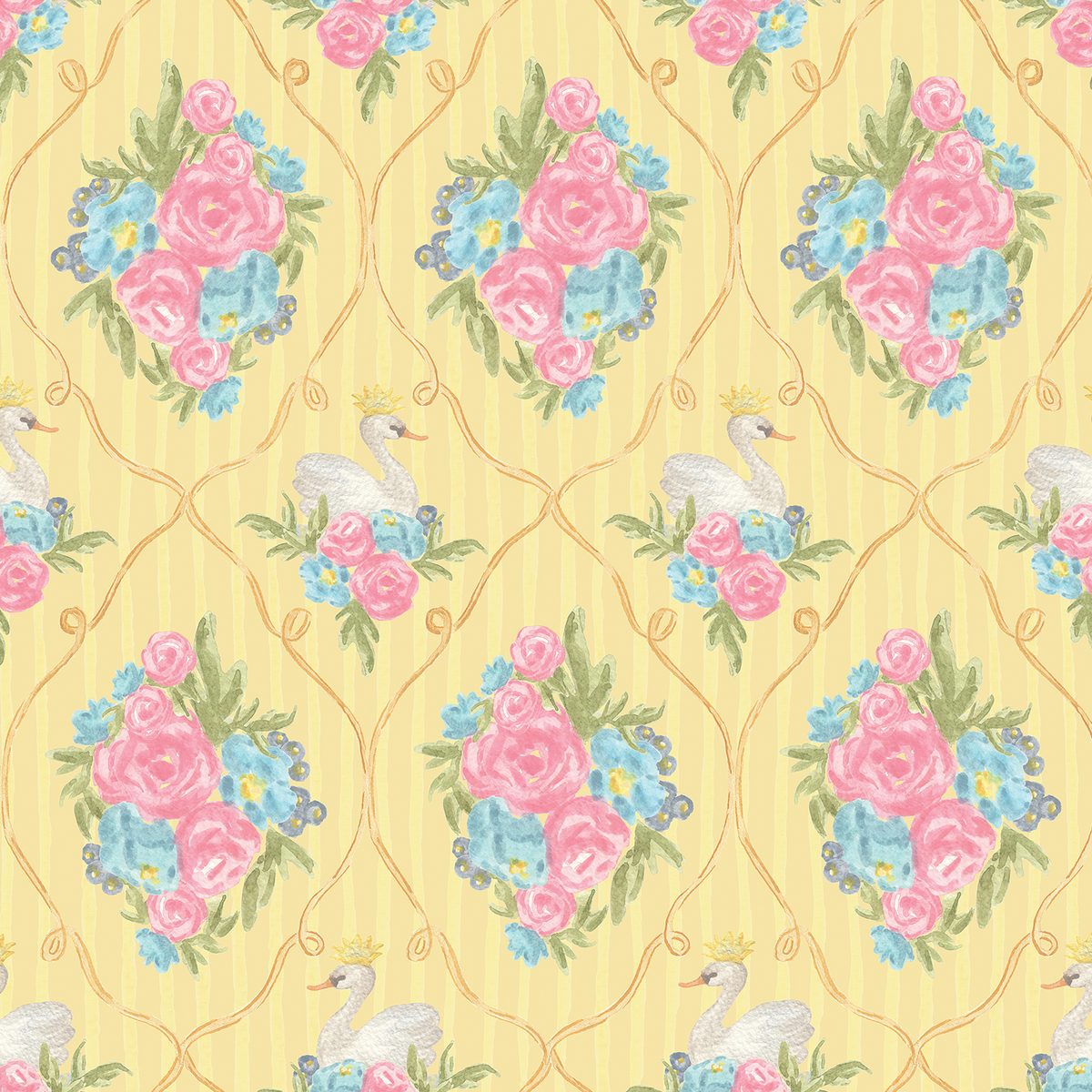 Sophie Floral Swan - Yellow