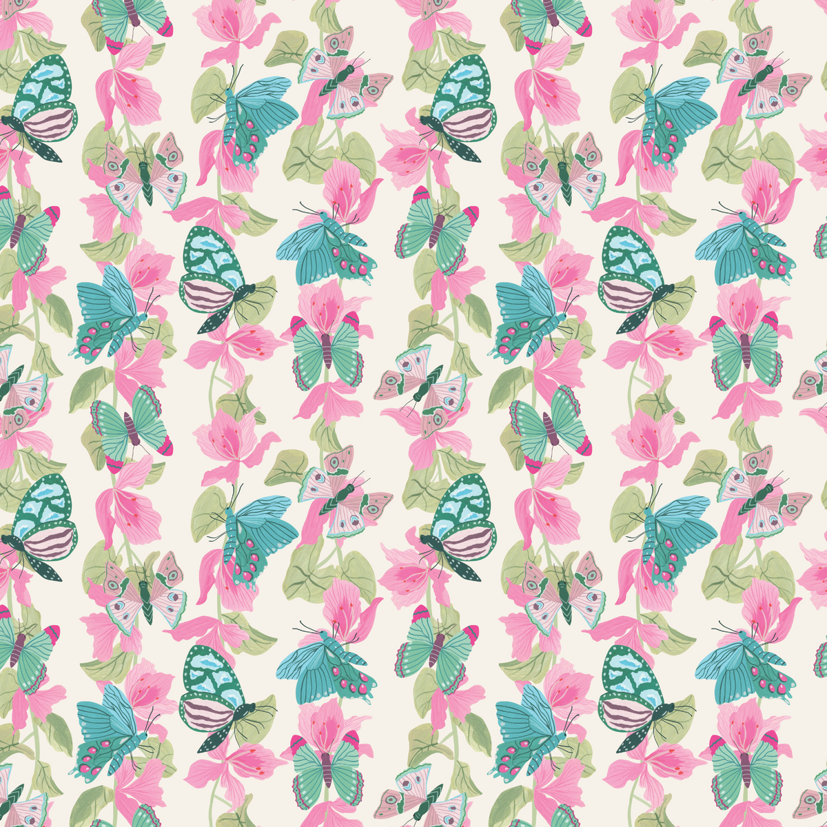 Spring Butterflies - Teal