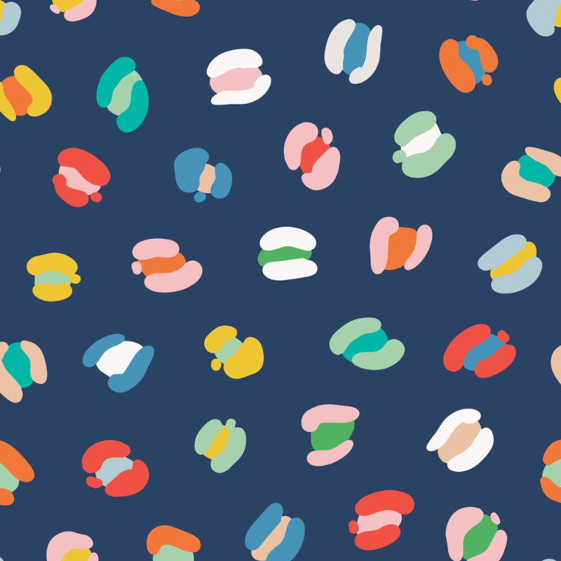 Jungle Spots storybook nursery wallpaper with colorful leopard spots for a bold, playful jungle nursery.