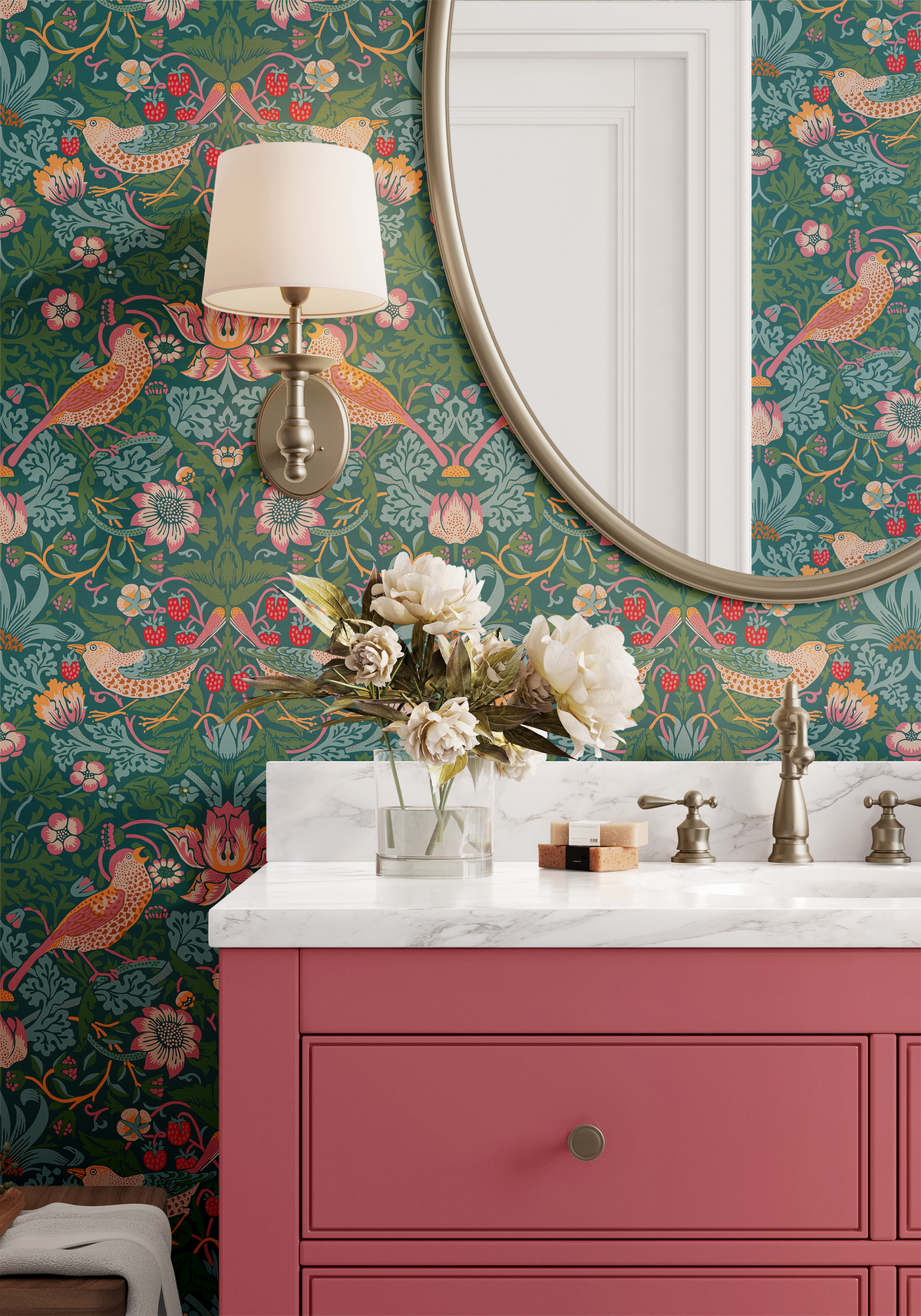 Strawberry Thief by William Morris - Teal