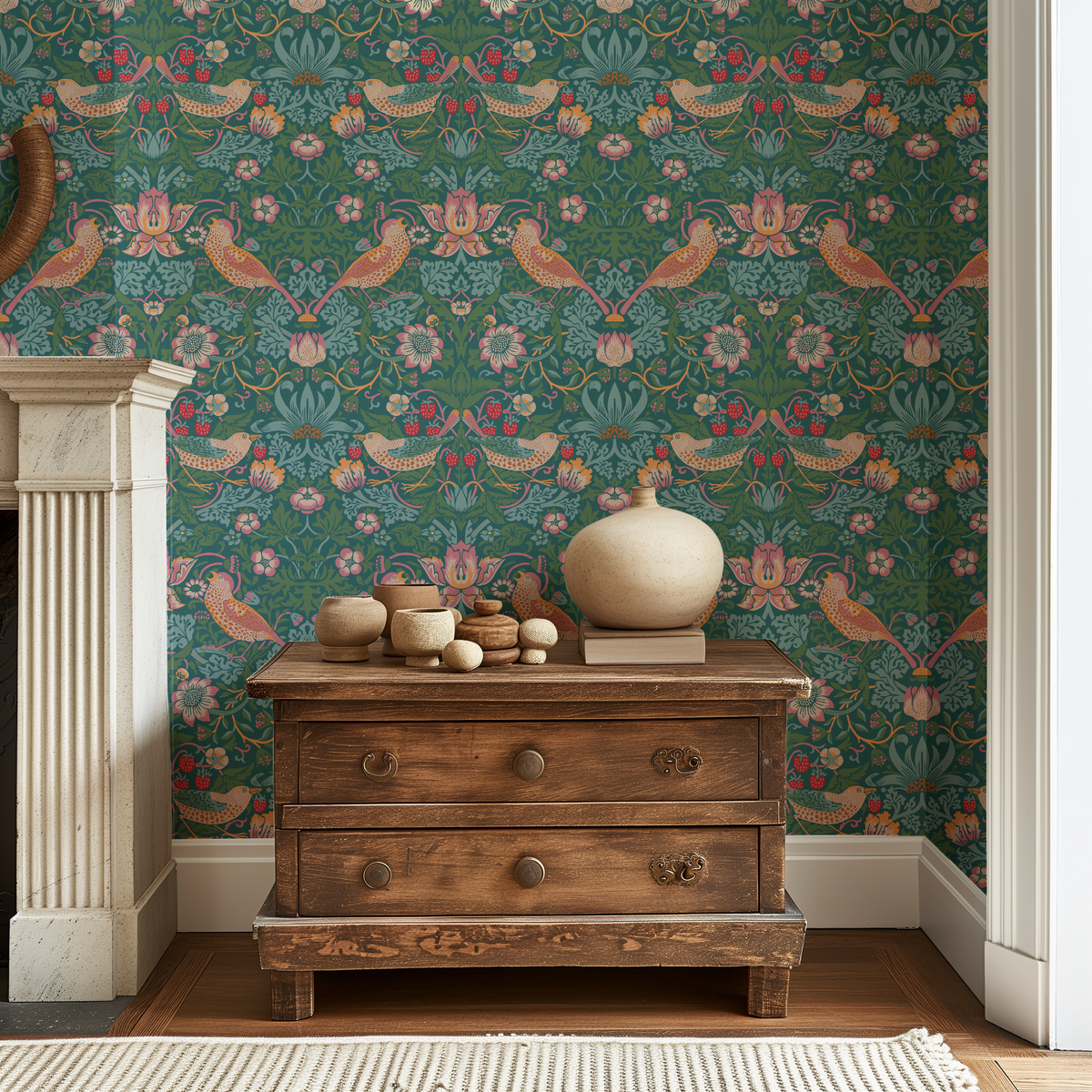 Strawberry Thief by William Morris - Teal
