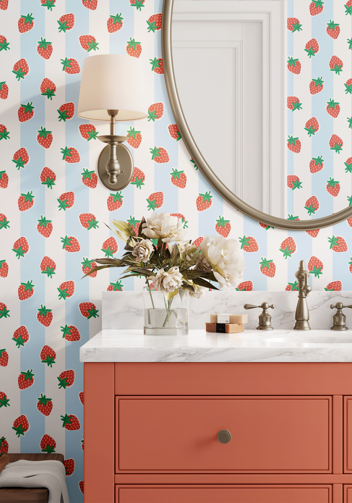 Strawberry Bliss - Blue Stripe