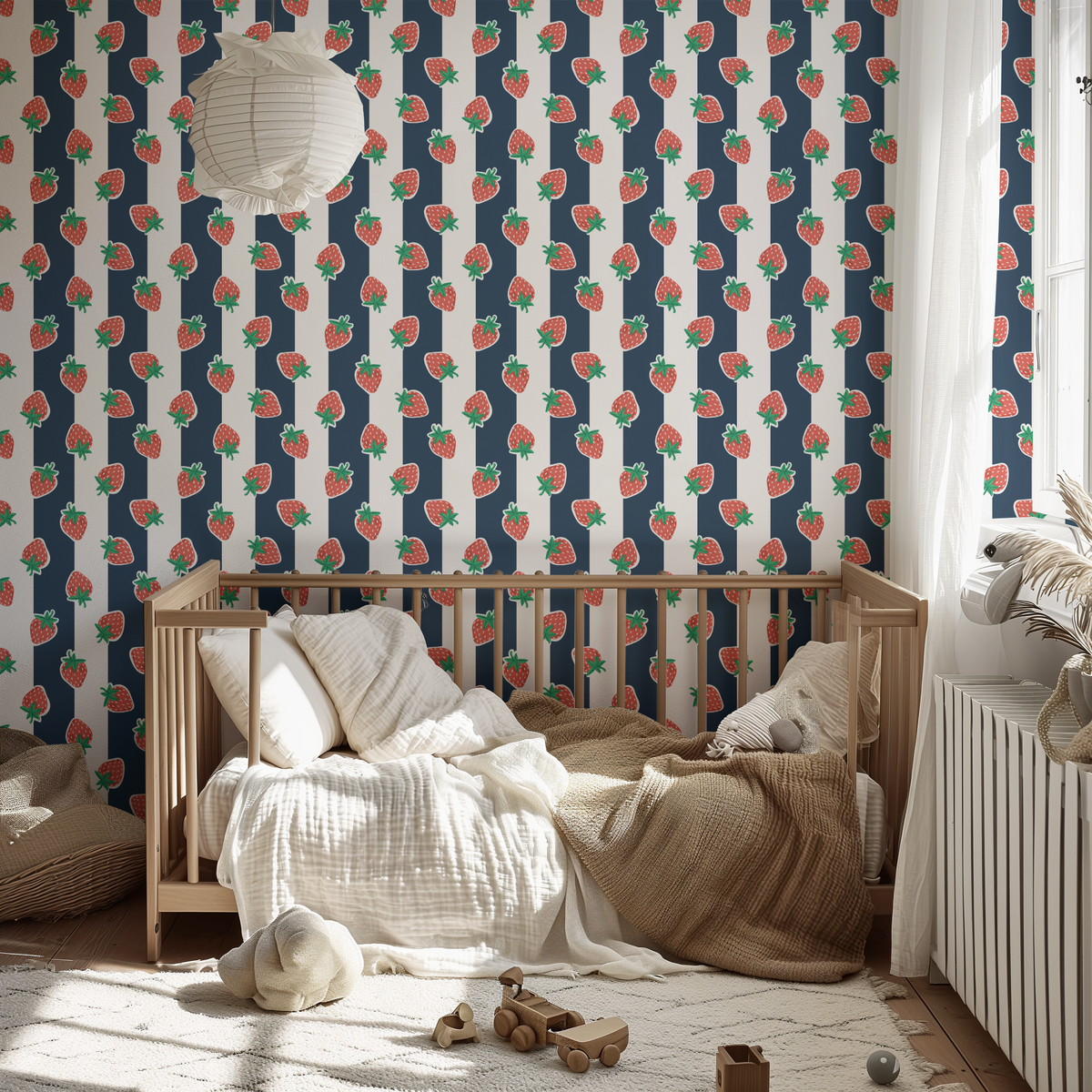 Strawberry Bliss - Navy Stripe