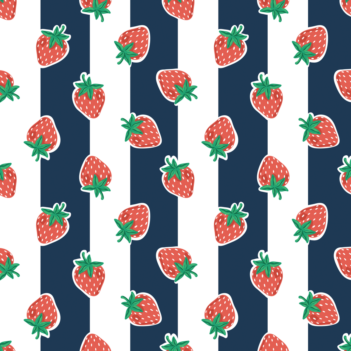 Strawberry Bliss - Navy Stripe