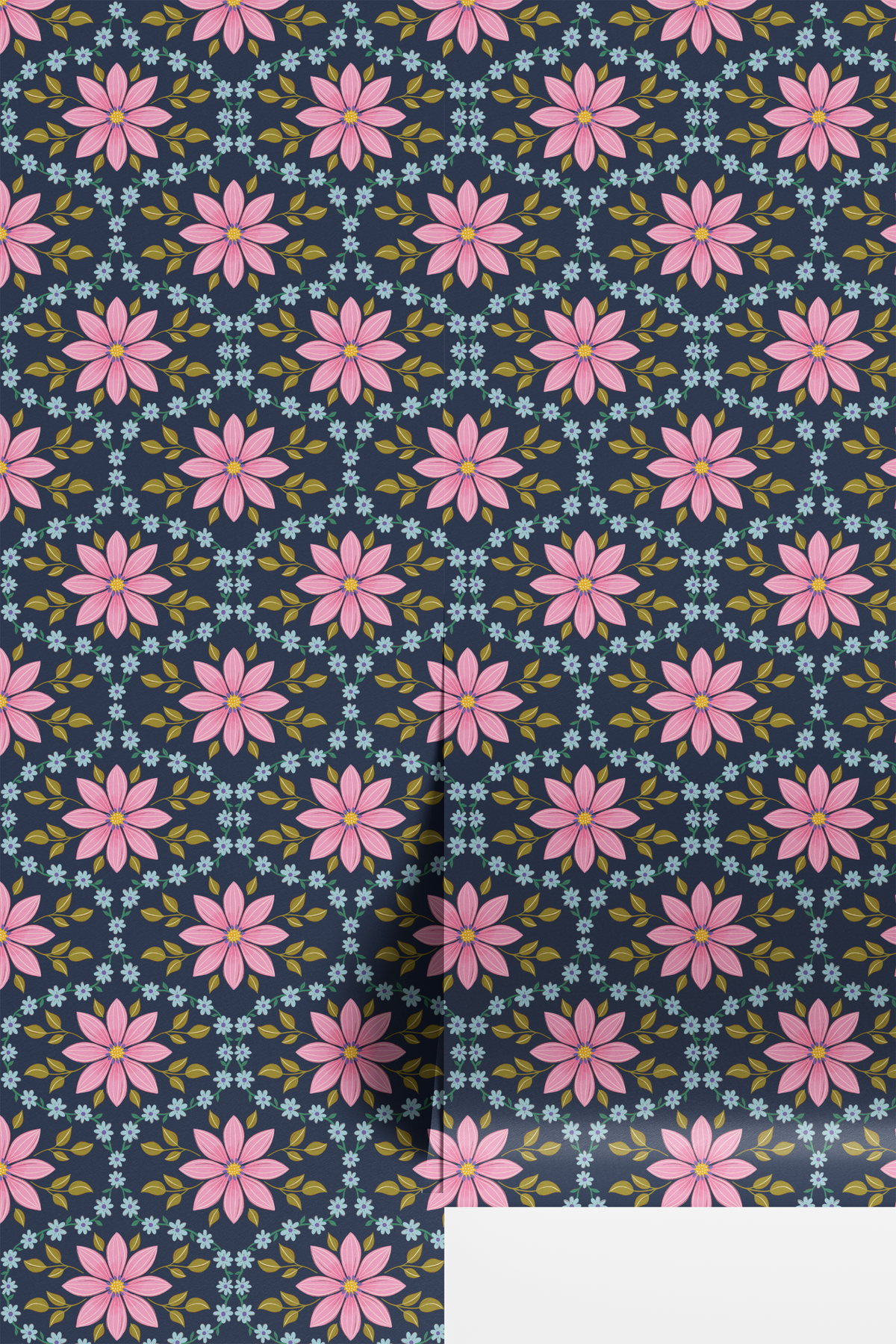 Summer Floral Ogee - Navy
