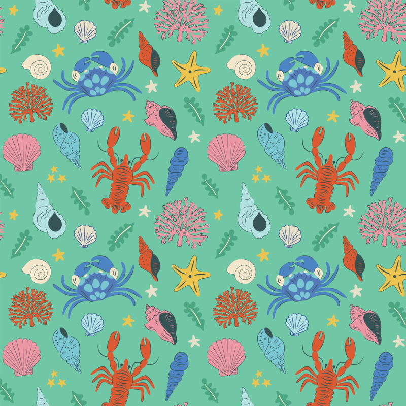 Sweet Shells coastal nursery wallpaper with illustrated shells by Carrie Cantwell