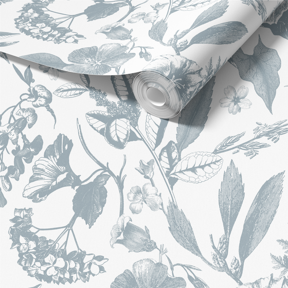 The Allie Hunter Collection - Cali Toile Wallpaper in Blue Grey