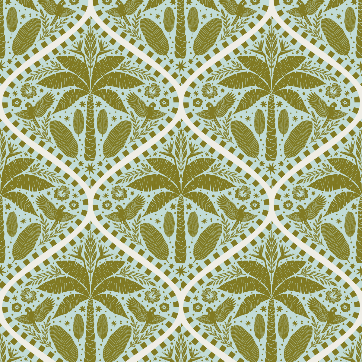 Tropical Whimsy Palm Trees - Green