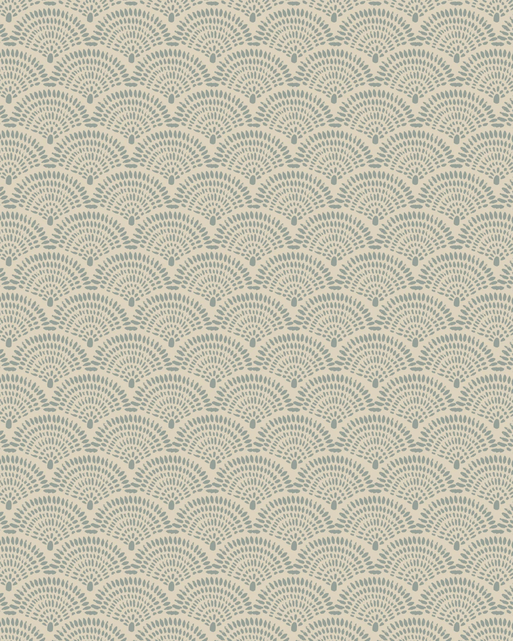 Tulum wallpaper featuring gray dotted scallops on cream, styled in a minimal, modern room with warm neutral decor | Kitchen Wallpaper Ideas by Funky Paper Co