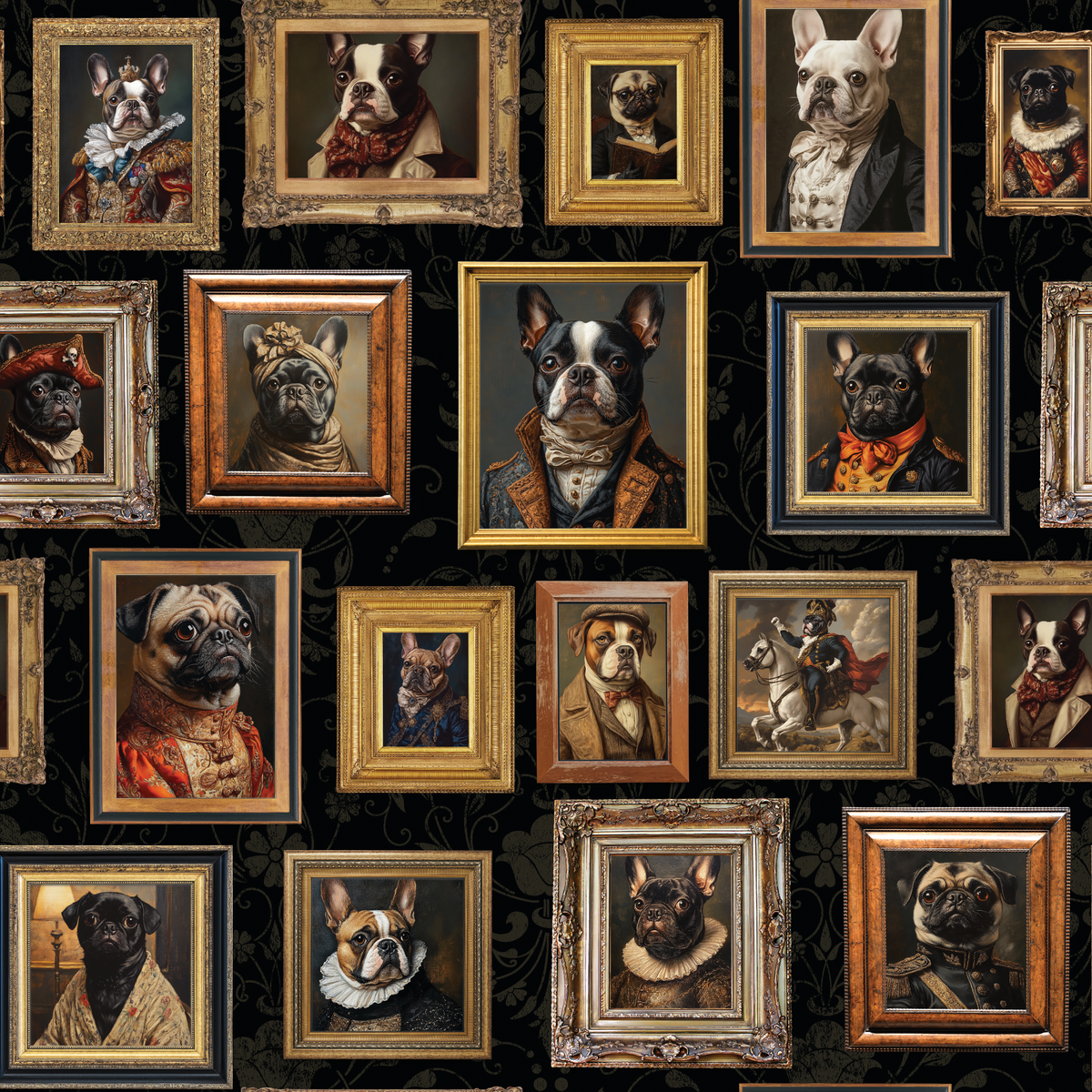 Vintage Dogs - Frenchies Black