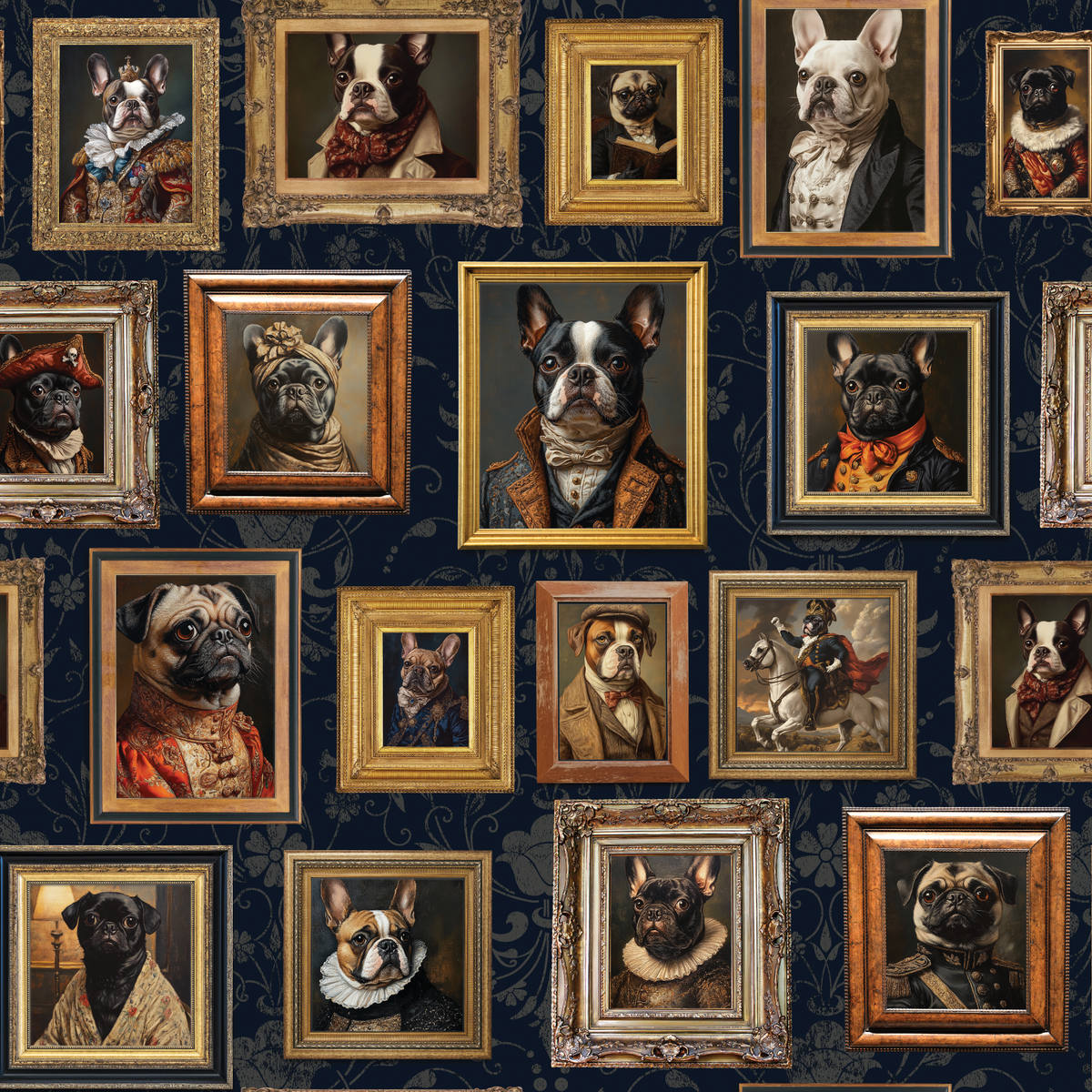 Vintage Dogs - Frenchies Blue