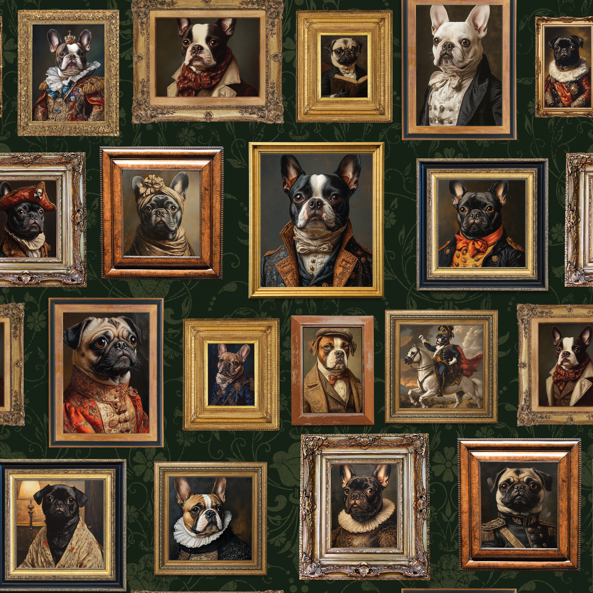 Vintage Dogs - Frenchies Green