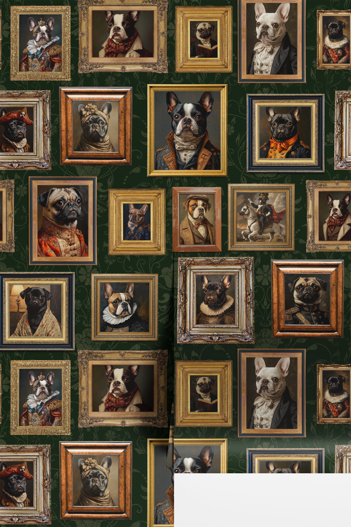 Vintage Dogs - Frenchies Green