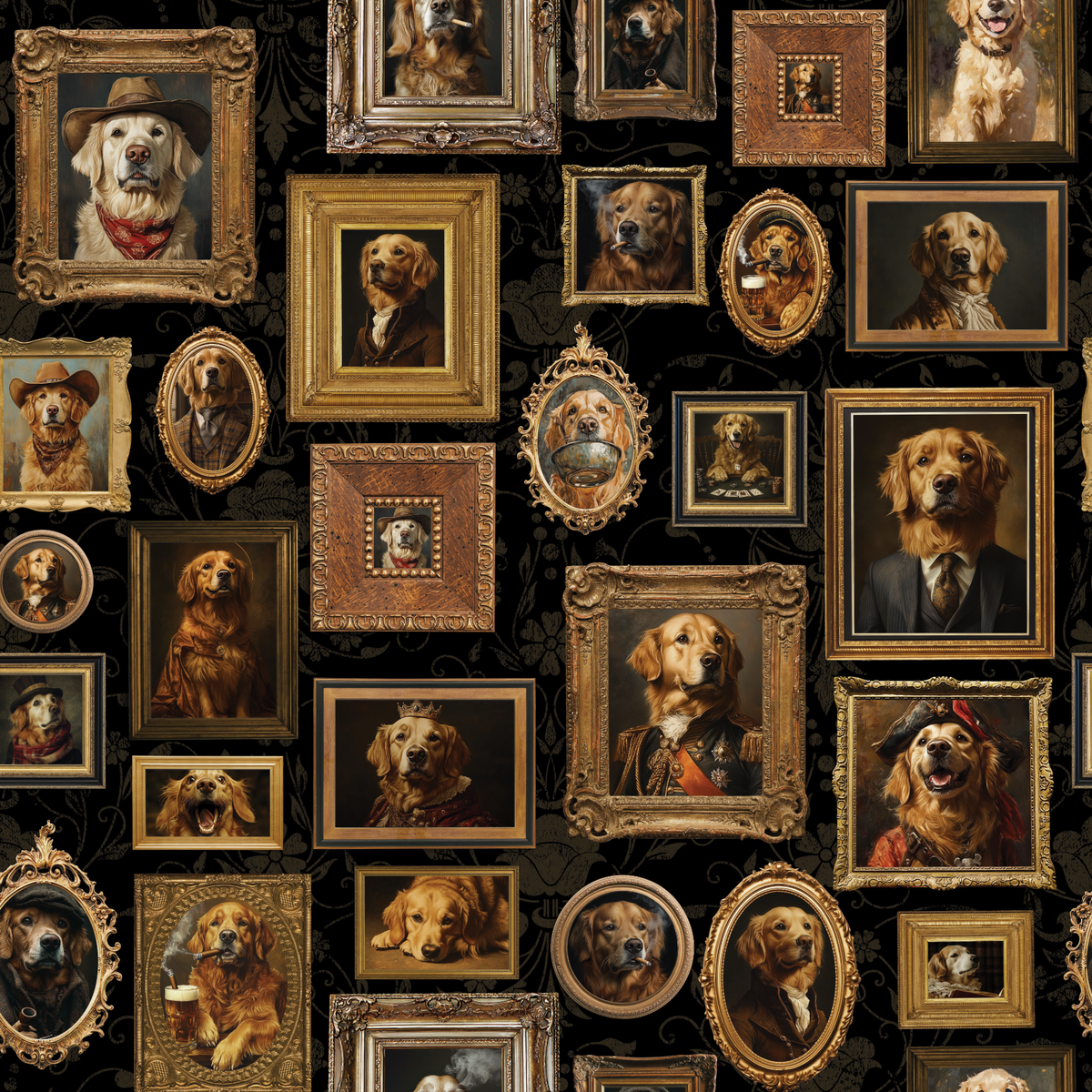Vintage Dogs - Golden Black