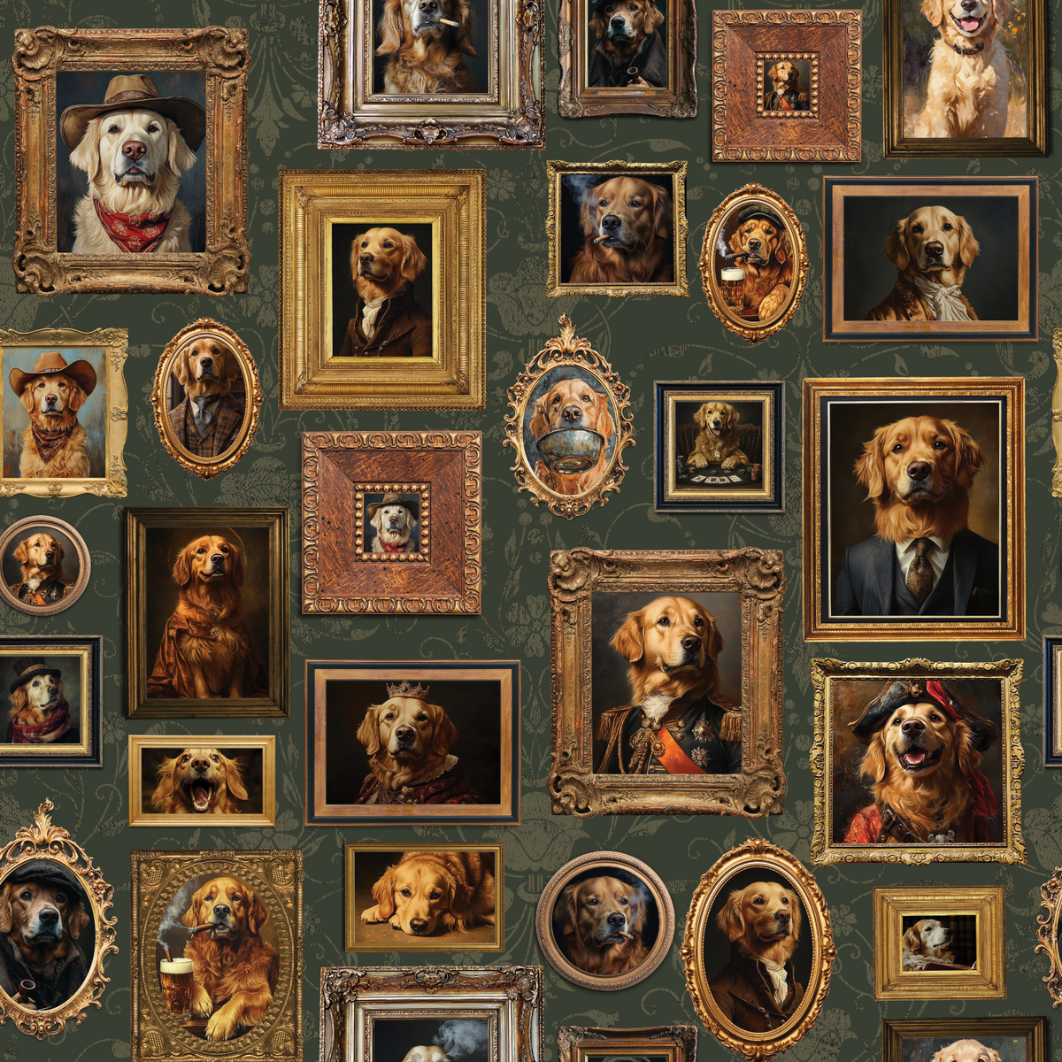 Vintage Dogs - Golden Green