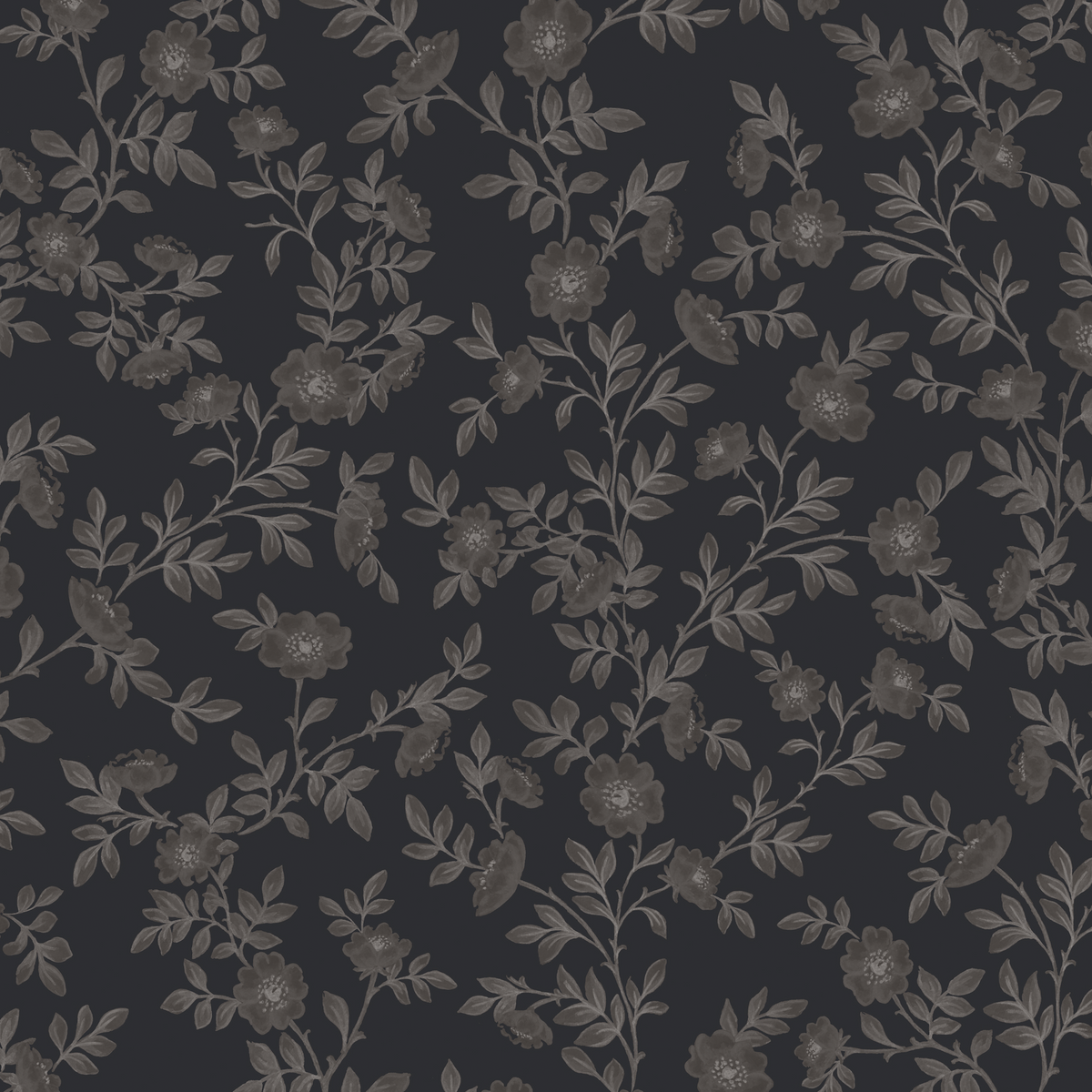 Vintage Rose Vines - Navy