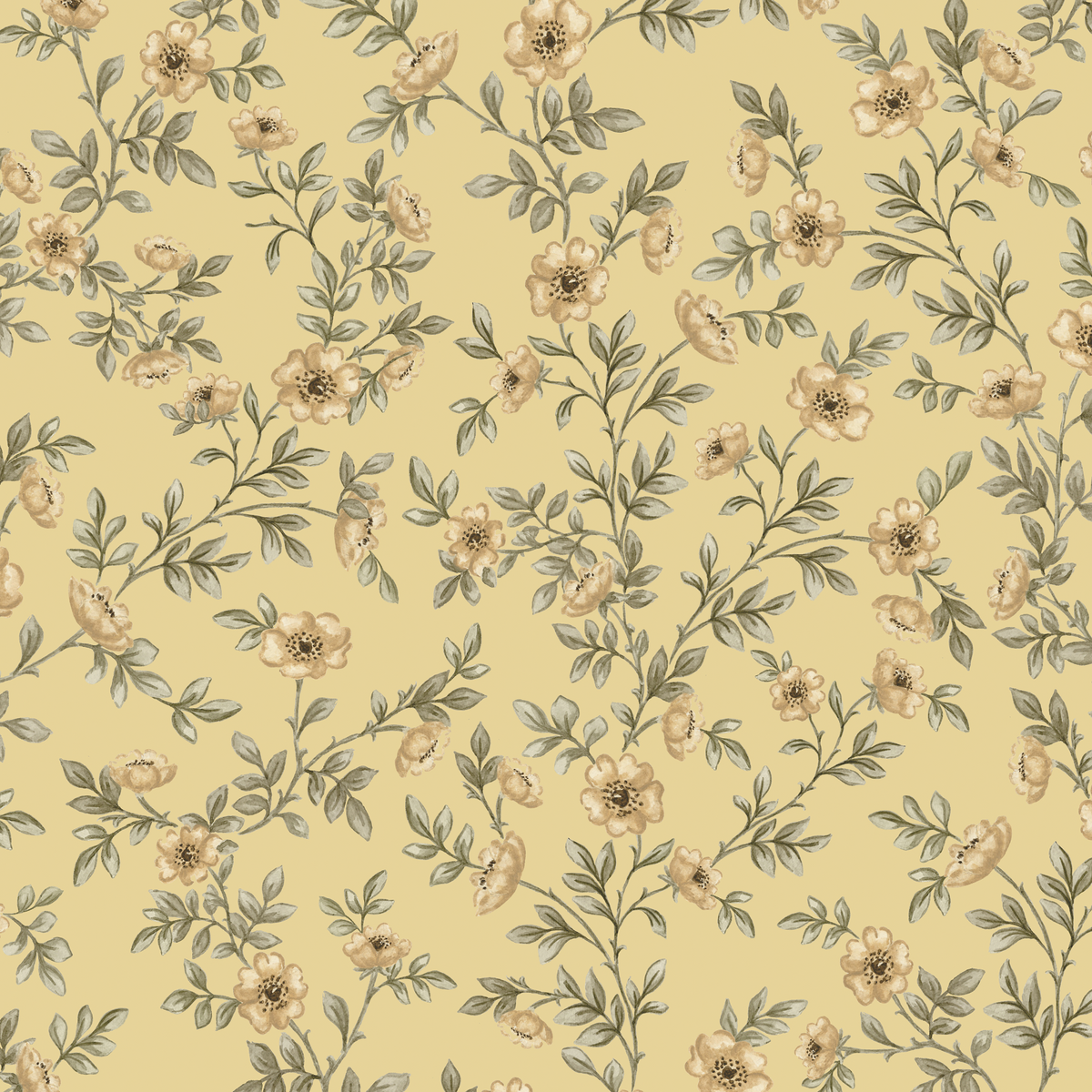 Vintage Rose Vines - Yellow