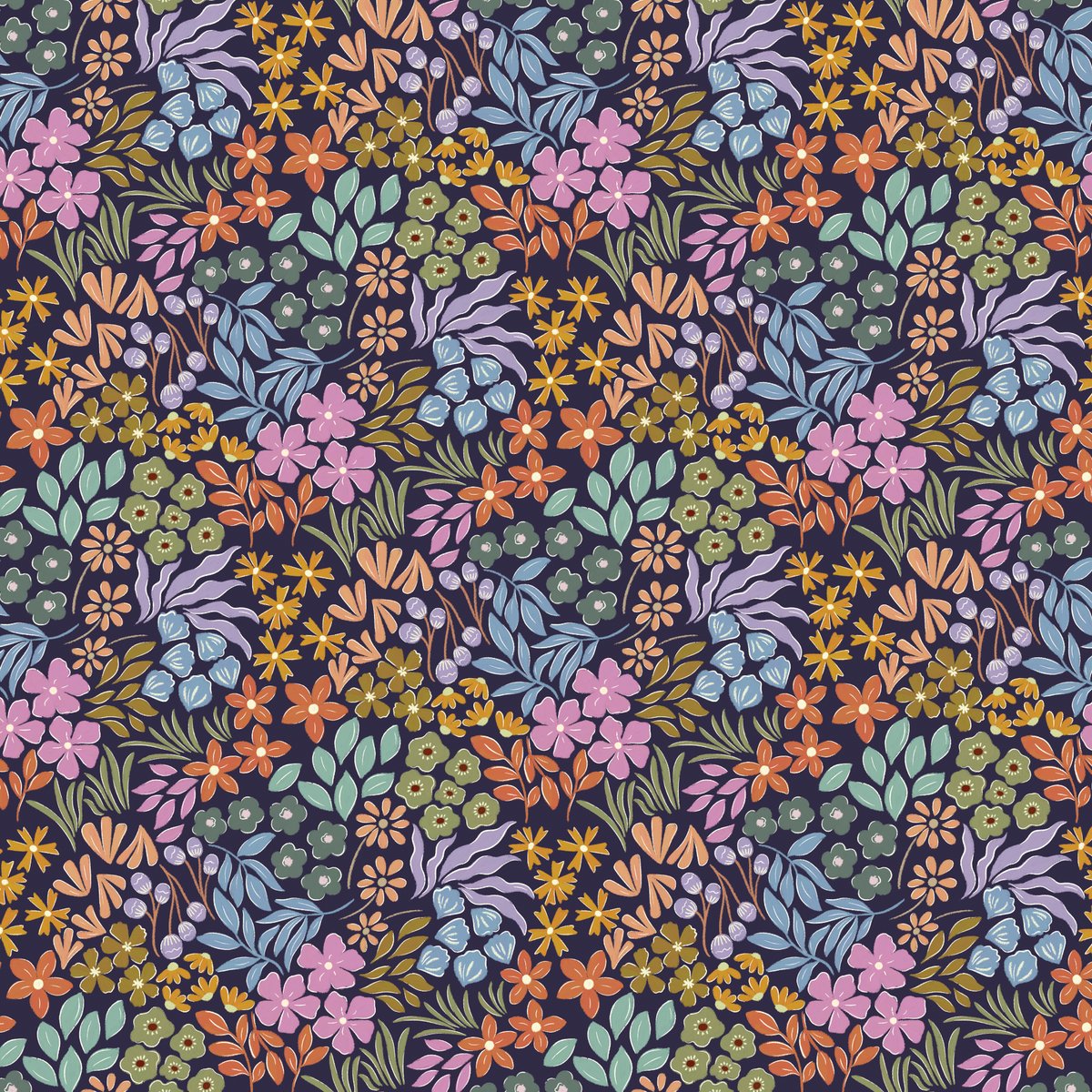 Warm Ditsy Floral - Navy