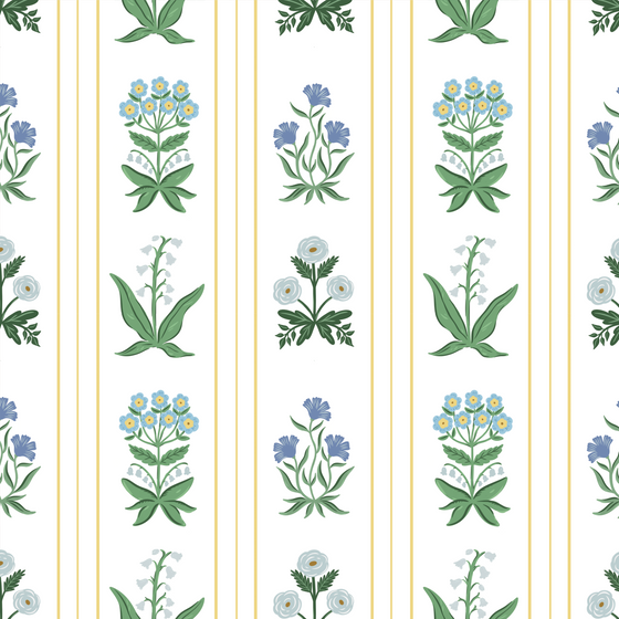 Rosemary Wallpaper in White X Kate Clay