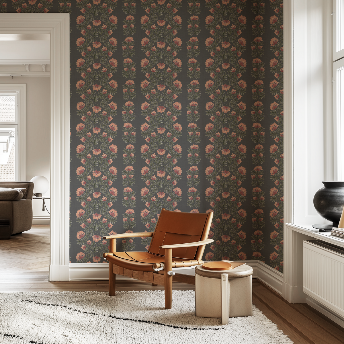 Willow Floral Stripes - Black