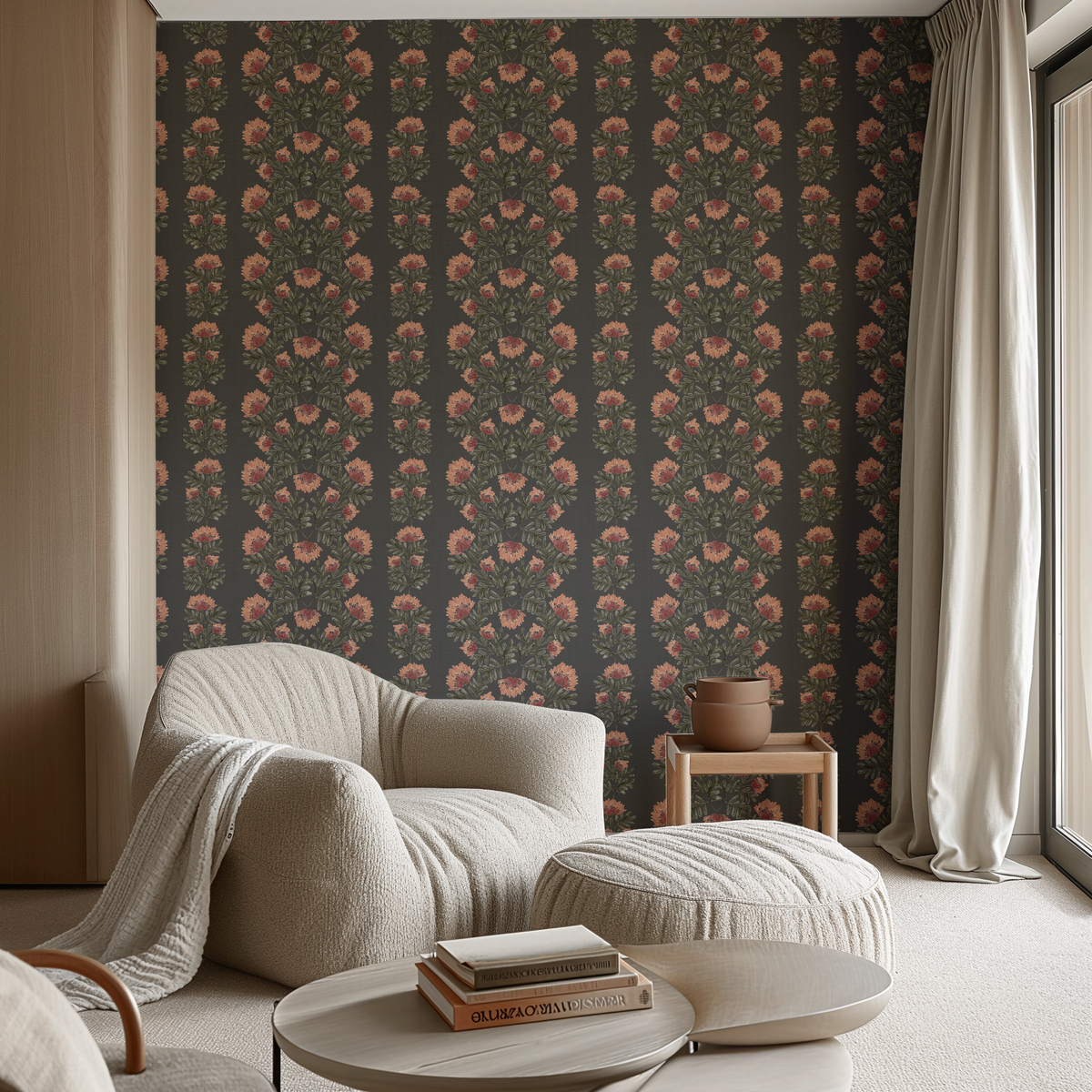 Willow Floral Stripes - Black