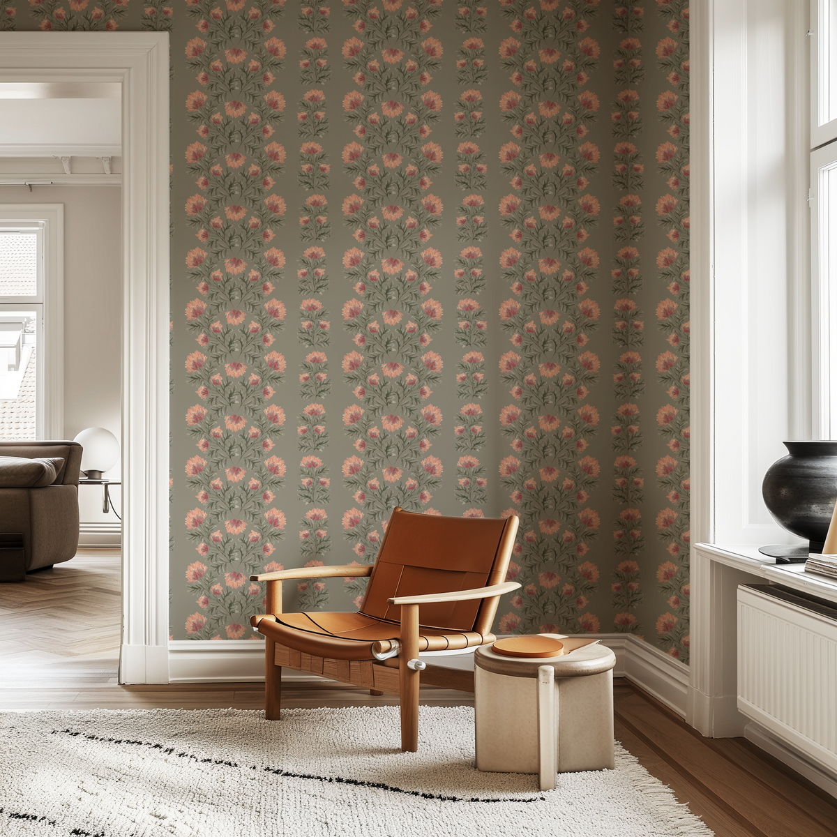 Willow Floral Stripes - Meadow Green