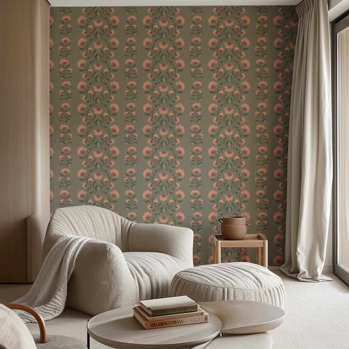 Willow Floral Stripes - Meadow Green