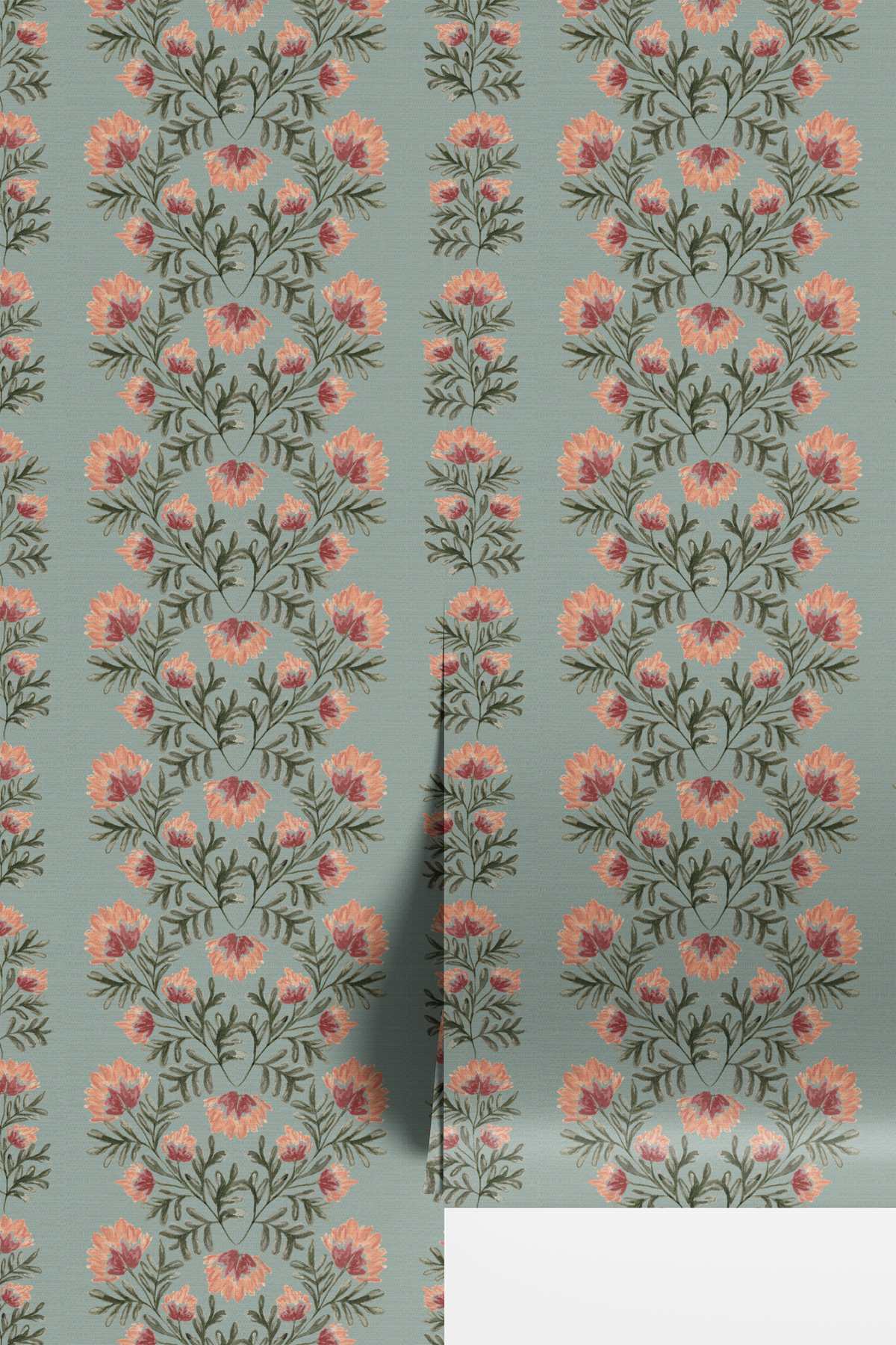 Willow Floral Stripes -Light Mint Green