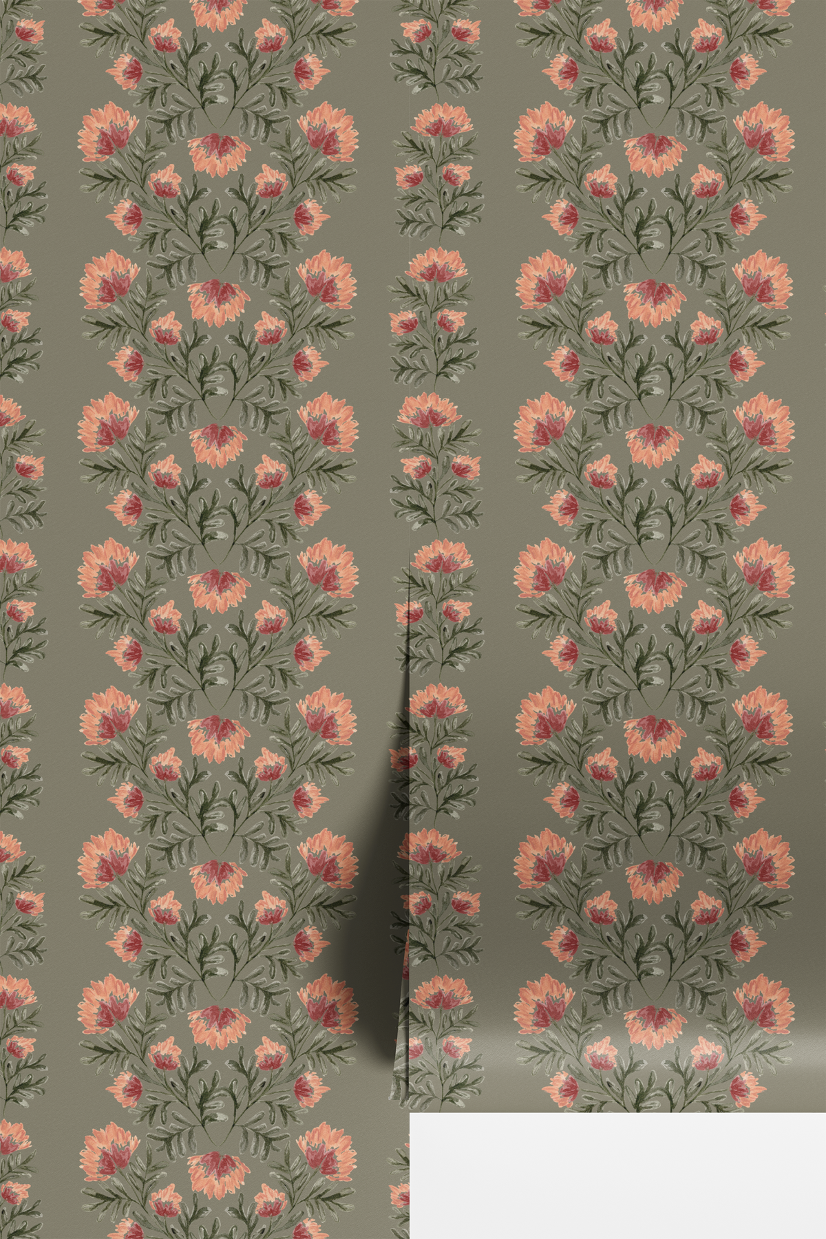 Willow Floral Stripes - Meadow Green