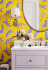 Cheetahs in the Wild Wallpaper in Yellow by Jenna Hang