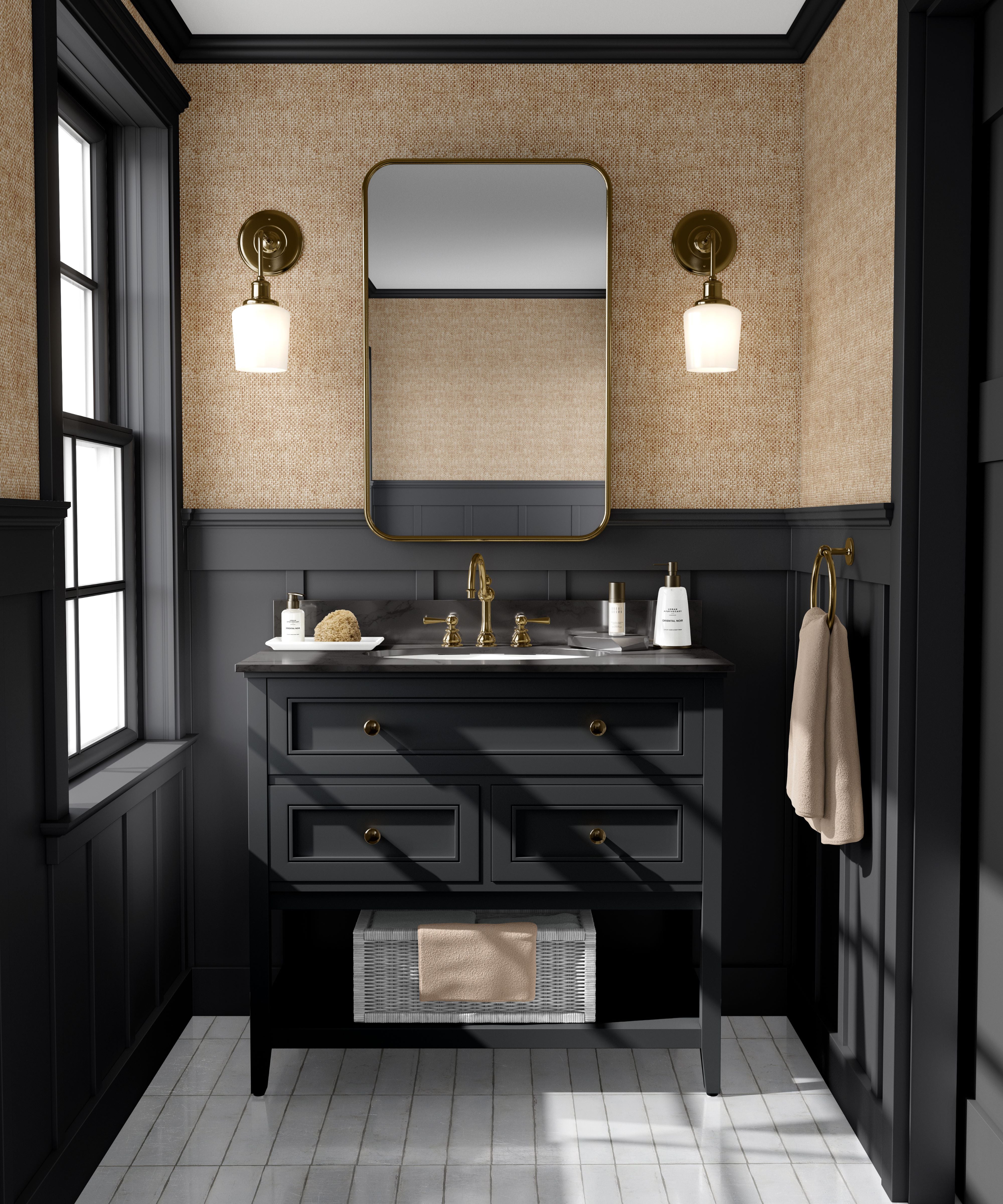 FAUX GRASSCLOTH 2 DARK Funky Paper Co   2bbathroom 